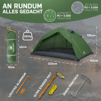 NORDBAER Zelt fuer 1-2 Personen ultraleicht und wasserdicht