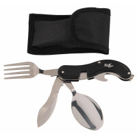 FoxOutdoor Taschenmesserbesteck 4 in 1 schwarz teilbar...